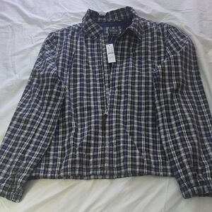 J. Crew Men's Plaid Shirt Jacket in Navy and Green